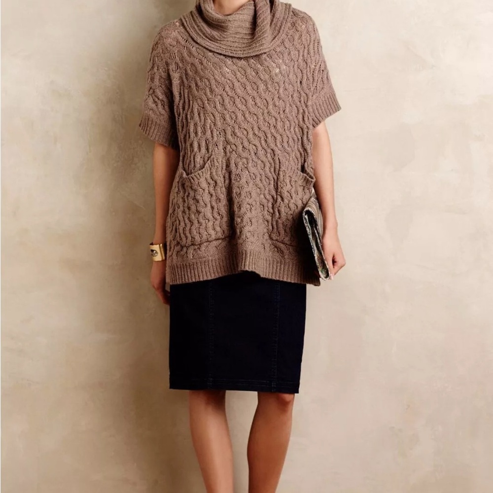Anthropology Angel of the North Brown Cable Knit Sweater M/L